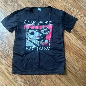 Live Fast Eat Trash Raccoon and Opossum T Shirt Workout Shirt